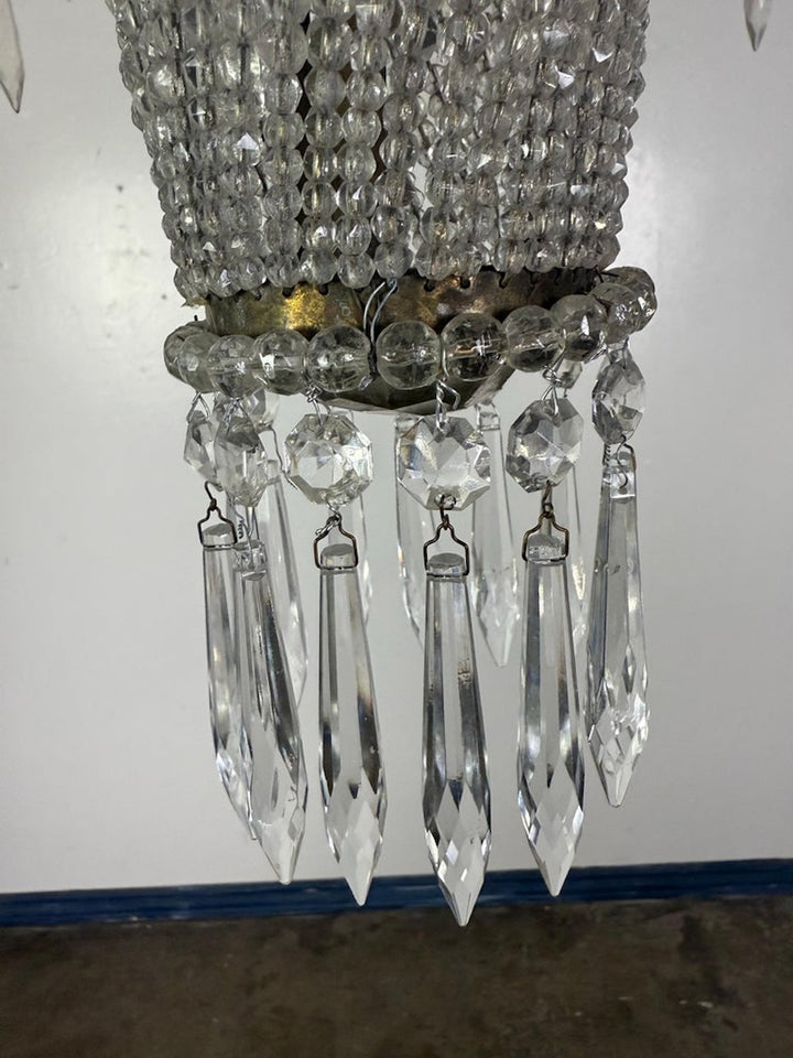 Elegant Early 20th Century Empire-Style Crystal Beaded Chandelier