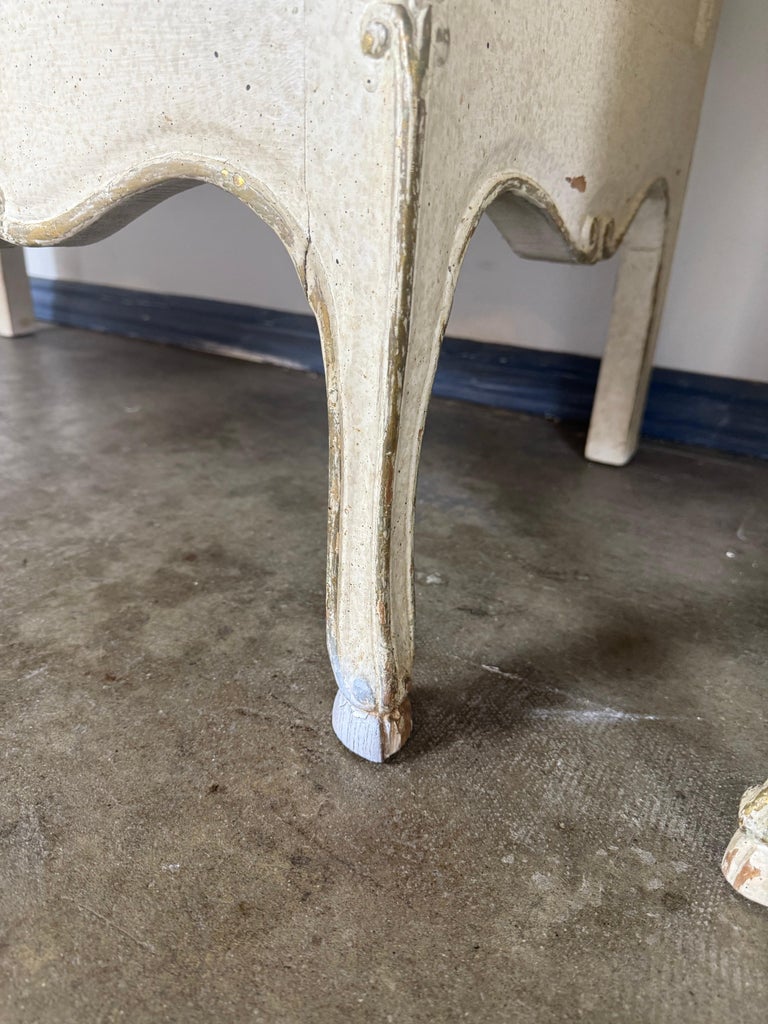 Pair of Louis XV–Style Painted Chests with Antiqued Marbled-Foxed Mirror Tops