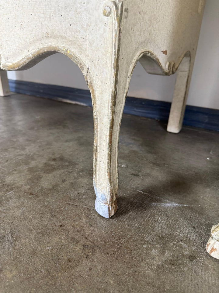 Pair of Louis XV–Style Painted Chests with Antiqued Marbled-Foxed Mirror Tops