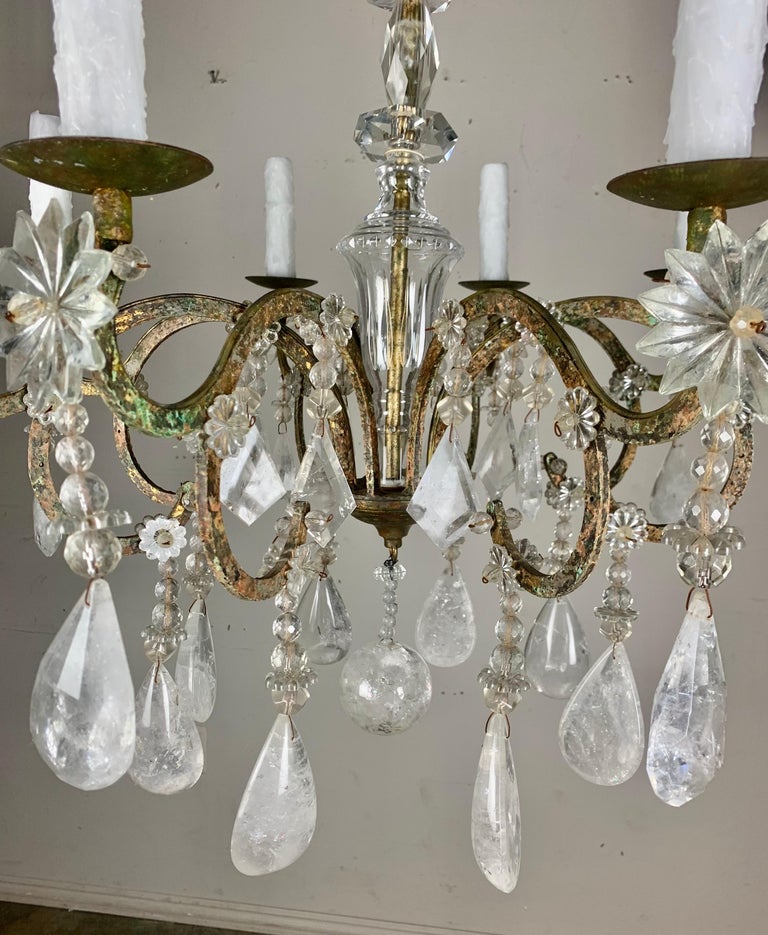 Eight Light Rock Crystal Chandelier C. 1930's