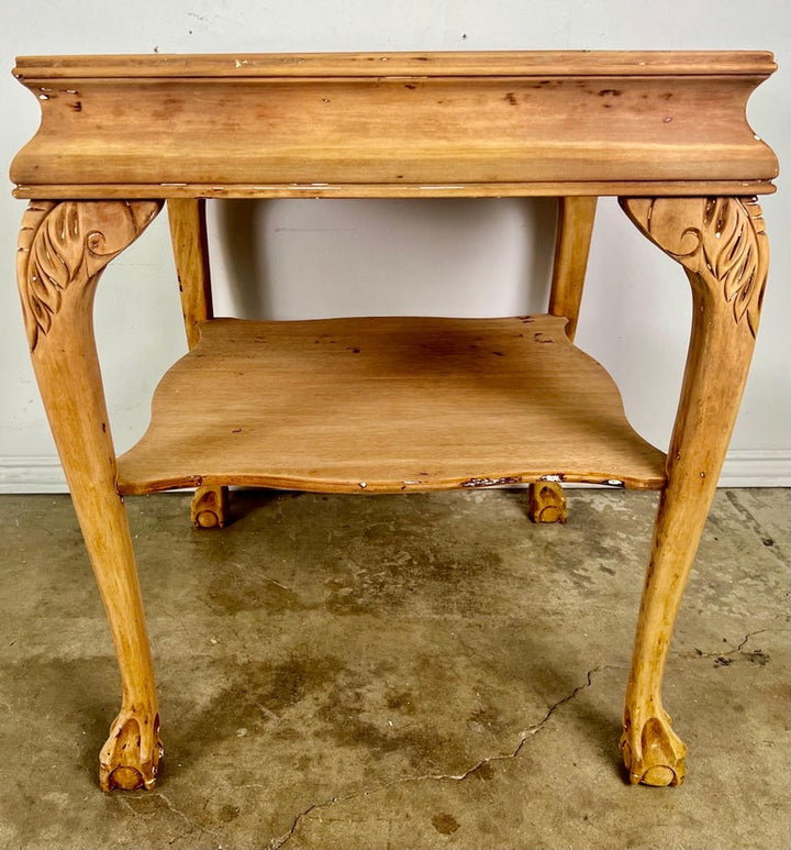 Pair of English Chippendale Style Leather Top Tables