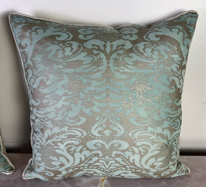 Pair of Aquamarine Fortuny Pillows