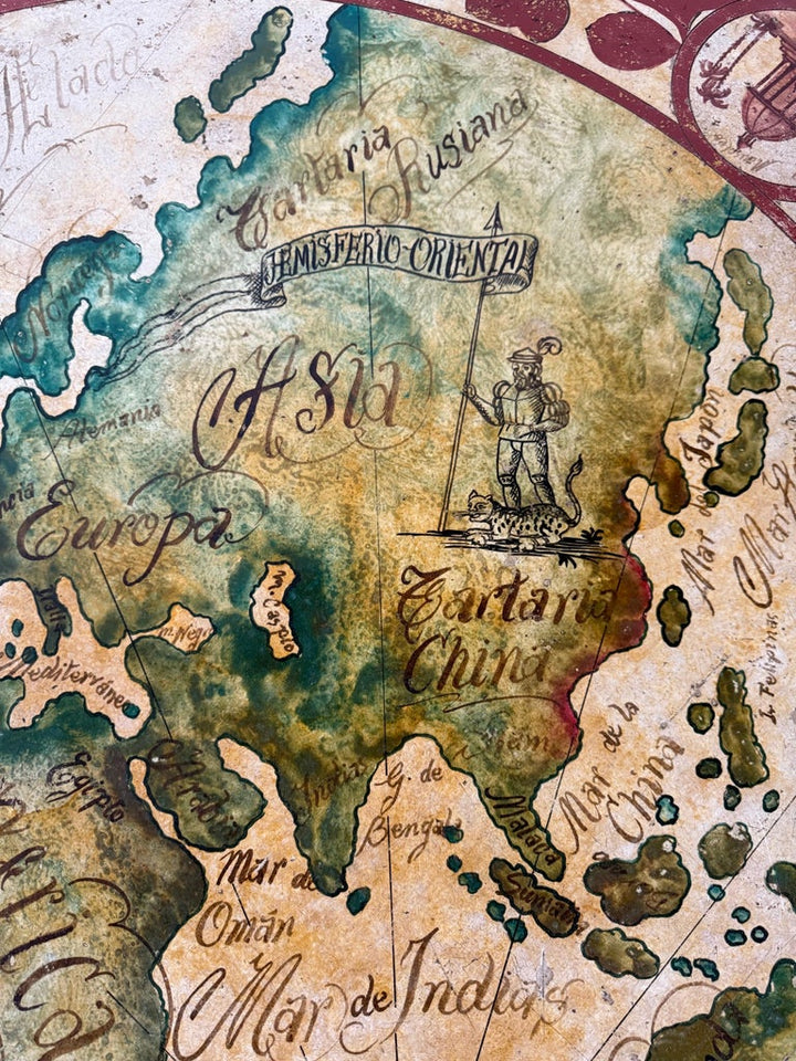 Hand-Painted Italian Map Center Table, circa 1940s