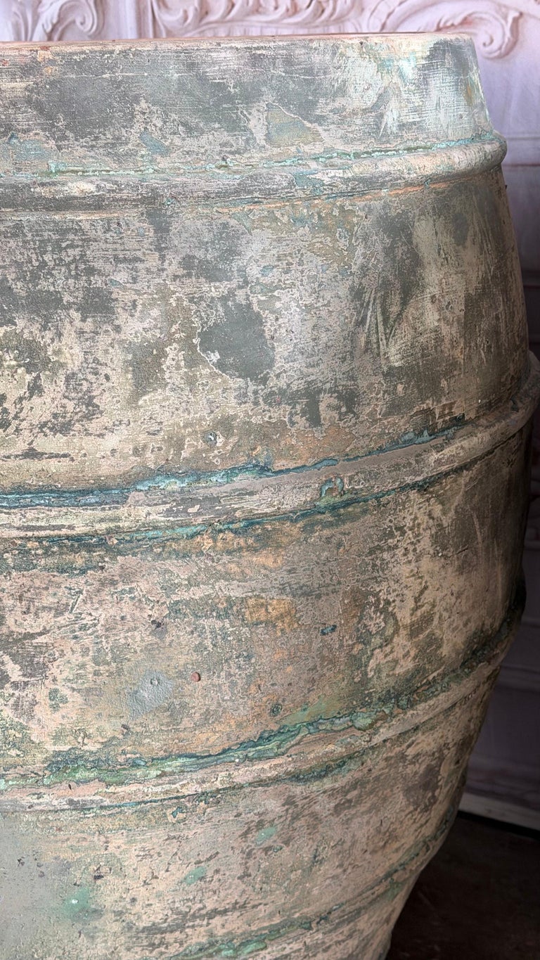 Mediterranean barreal Jars - Verdigris Patinated Terracotta Olive Vassels