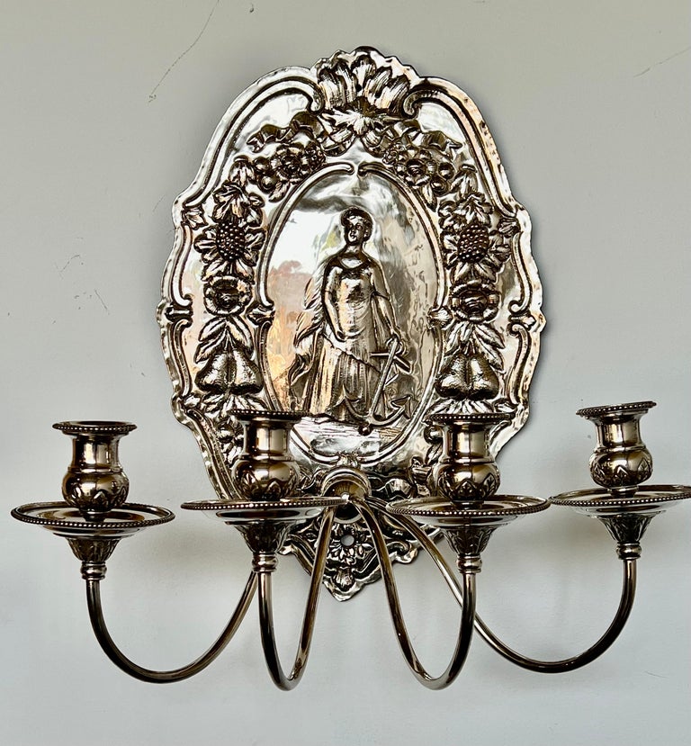 Pair of 19th C. English Silvered Sconces