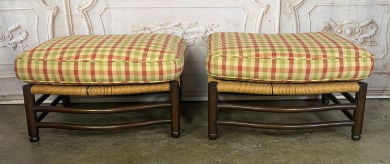 Pair of French Country Style Lounge Chairs w/ Ottomans