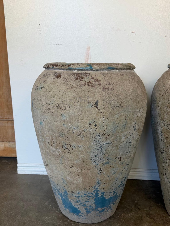 Pair of Monumental Antique Water Jars - Large with Original Turquoise Glaze