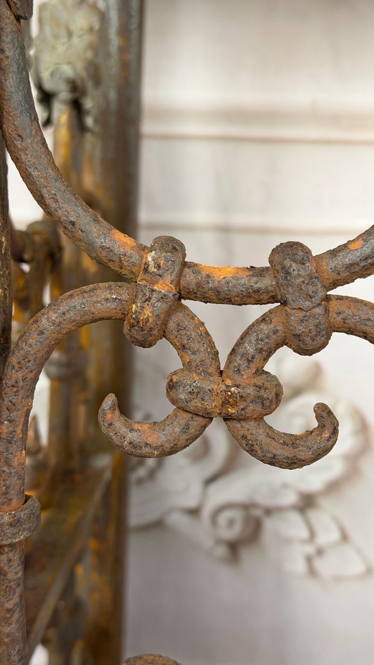 Pair of 19th Century Wrought Iron Consoles with Marble Tops