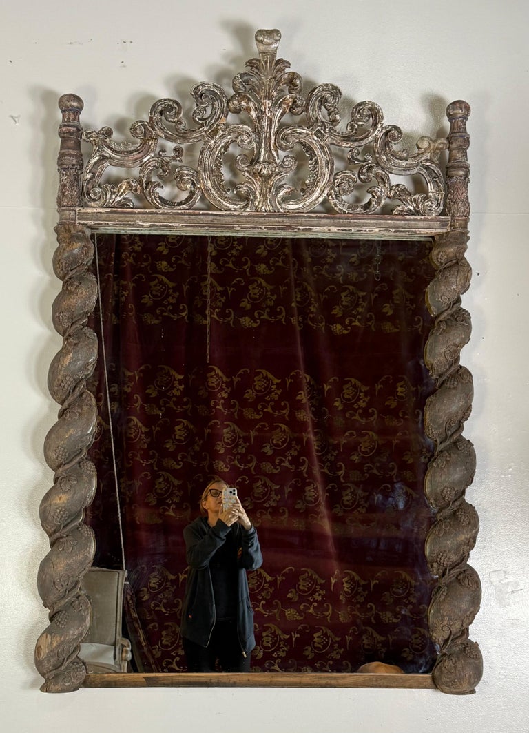 Italian Carved Silvered Mirror