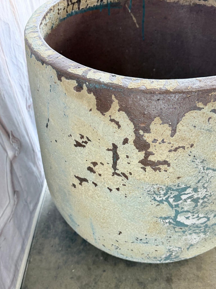 20th Century French Reconstituted Stone Garden Urn with Verdigris Patina