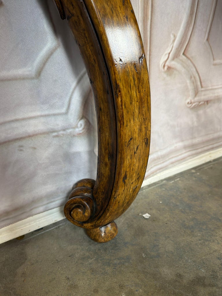 Italian Rococo Style Hand- Carved Walnut Console Table