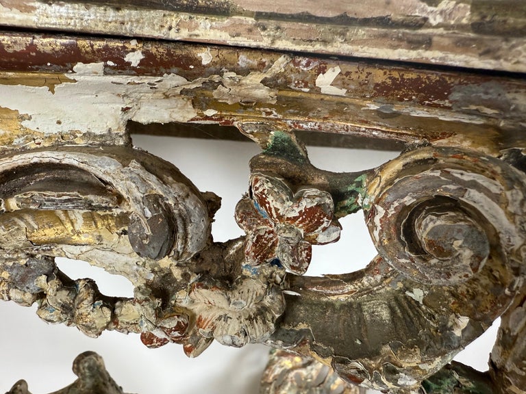 19th-Century Italian Rococo Painted and Giltwood Console Table