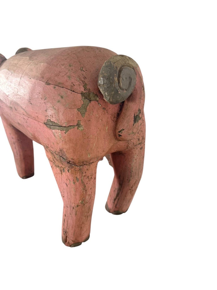 Folk Art Carved and Painted Pig