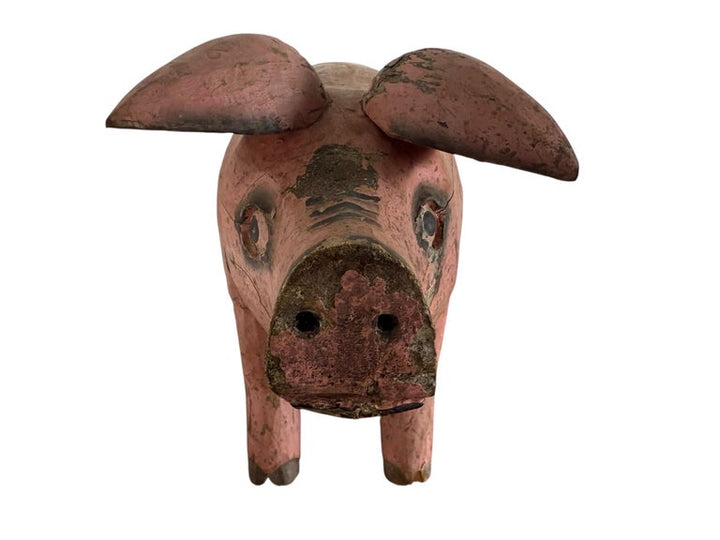 Folk Art Carved and Painted Pig