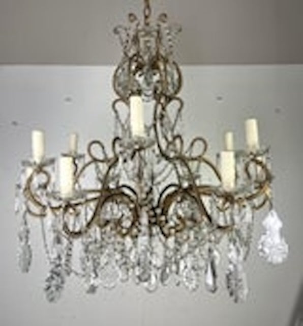 Monumental Italian Crystal Beaded Chandelier C. 1930's