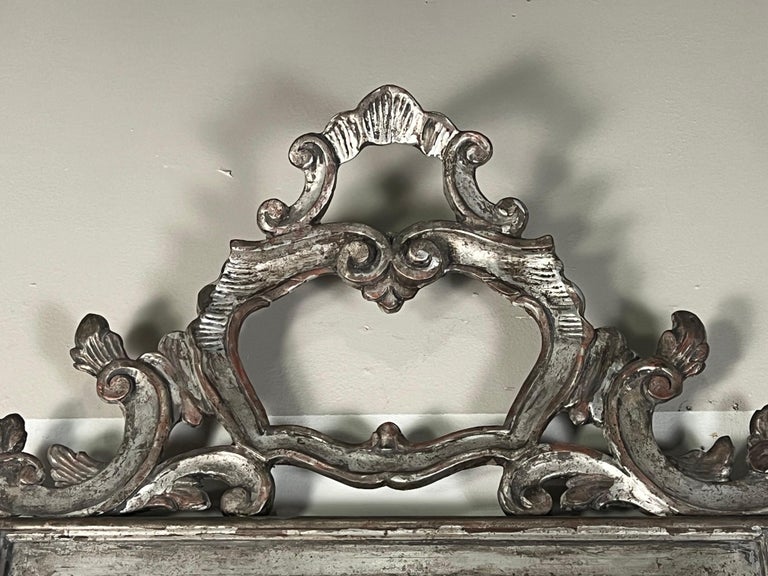 Italian Rococo Style Silver Gilt Mirror C. 1930's