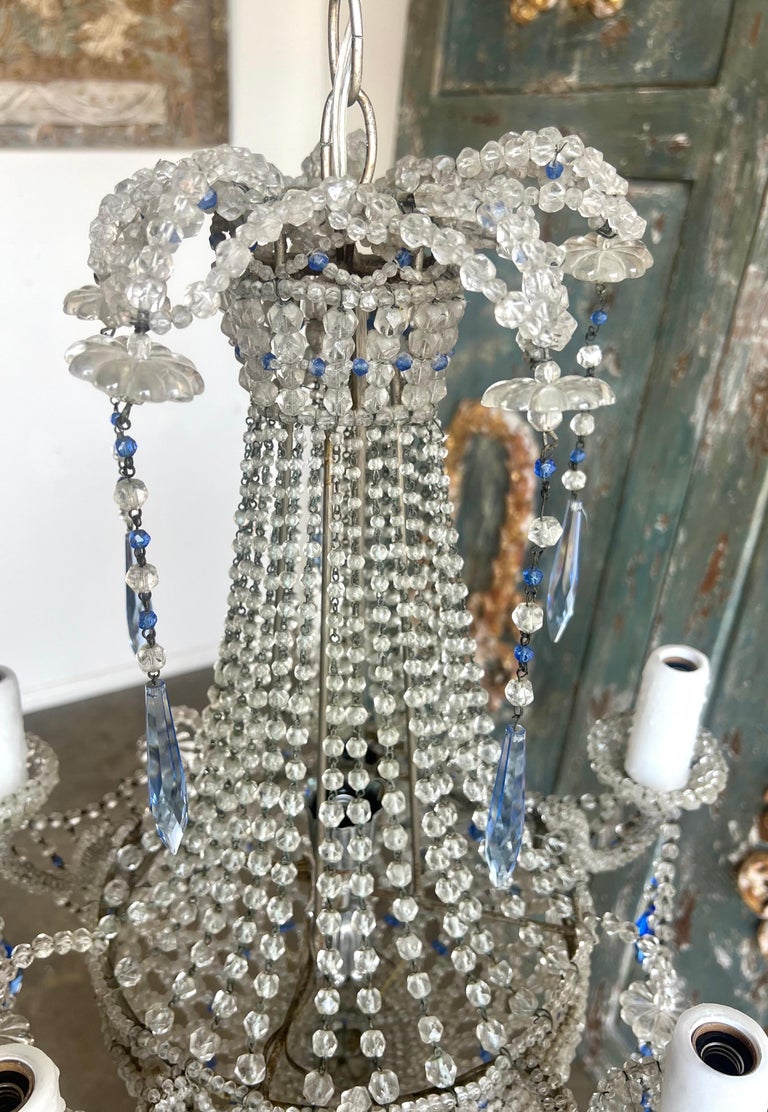 French Crystal Beaded Crystal Chandelier C. 1930's