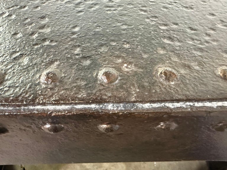 Industrial Riveted Iron Coffee Table from WWII-Era Military Tanks, 1940s