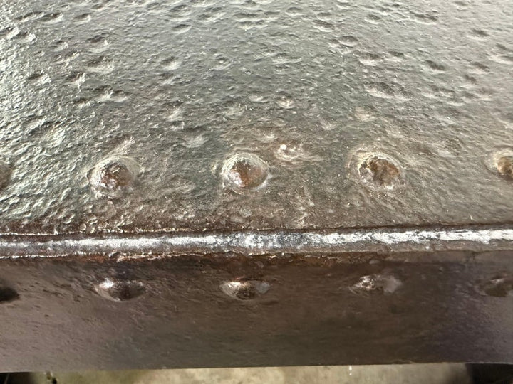 Industrial Riveted Iron Coffee Table from WWII-Era Military Tanks, 1940s