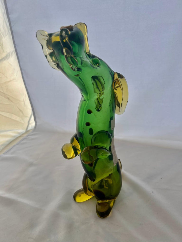 Hand Blown Italian Decanter Depicting A Dog