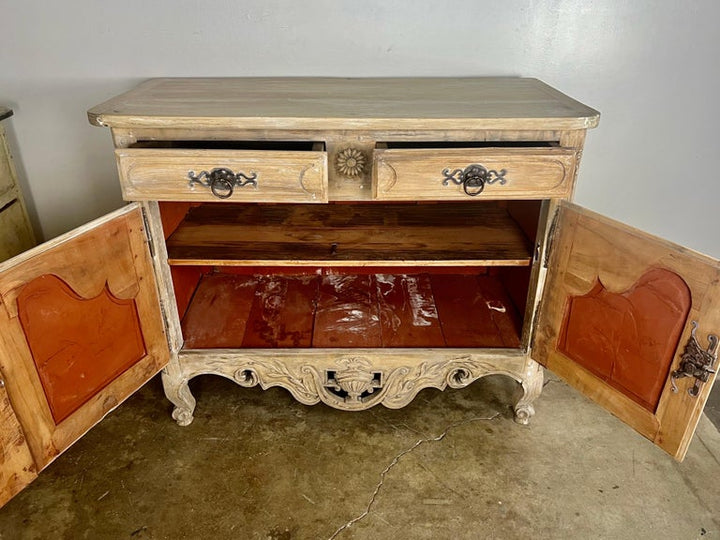 18th C. French Carved Buffet with Distressed Painted Finish