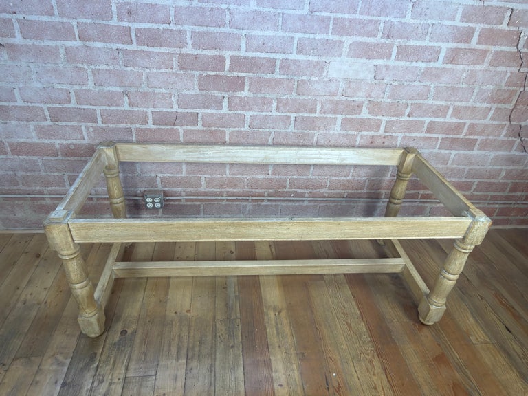 Vintage French Country Bleached Oak Farmhouse Dining Table