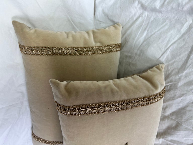 Pair of Metallic Applique Silk Velvet Pillows by MLA