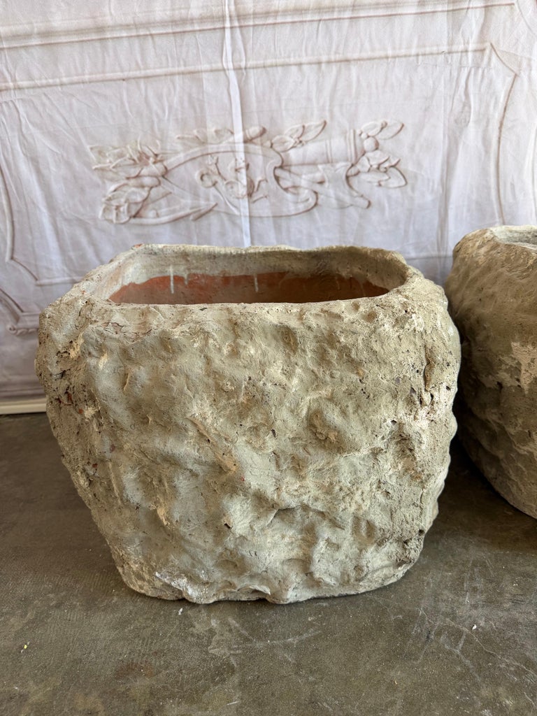 Pair of Rustic Style Terra Cotta Planters with Organic Form