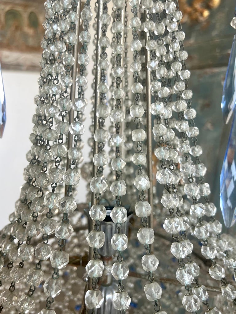 French Crystal Beaded Crystal Chandelier C. 1930's