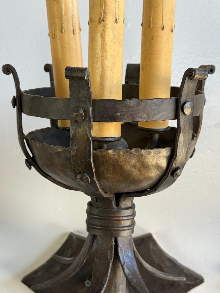Set of Five Spanish Wrought Iron Sconces