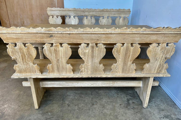 Spanish Dining Table W/ Coordinating Carved Benches C. 1930's