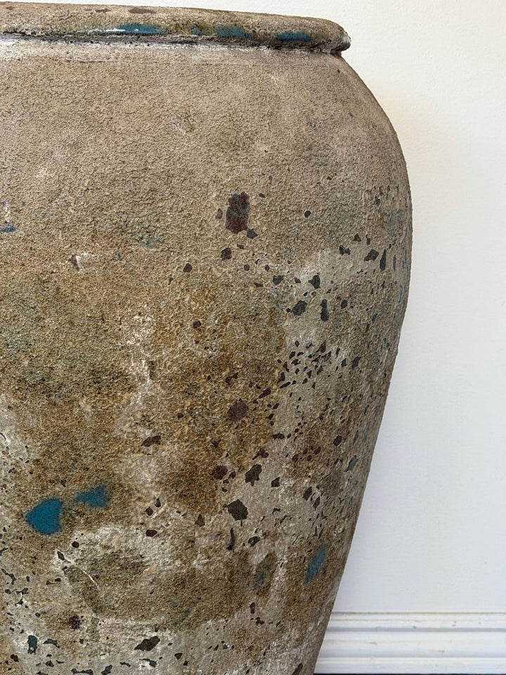 Pair of Monumental Antique Water Jars - Large with Original Turquoise Glaze