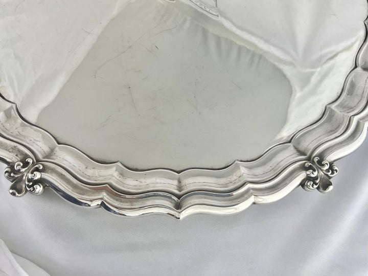 Pour Le Bain-English Silver Footed Tray w/ Etched Shield