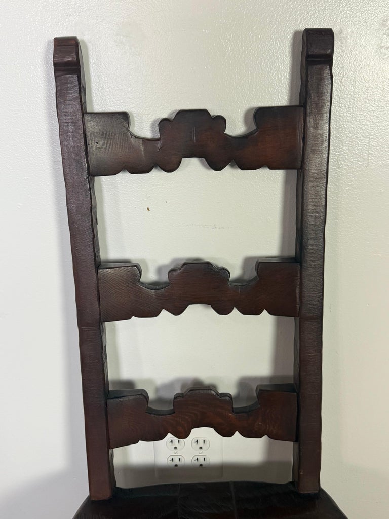 Set of 8 Spanish Colonial Revival Carved Wood Dining Chairs, Mid-20th Century