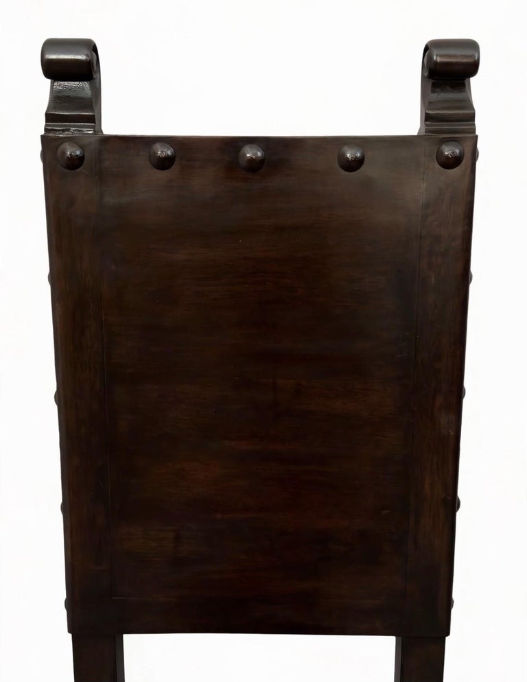 Set of 12 Monumental Spanish Colonial Revival Leather Dining Chairs