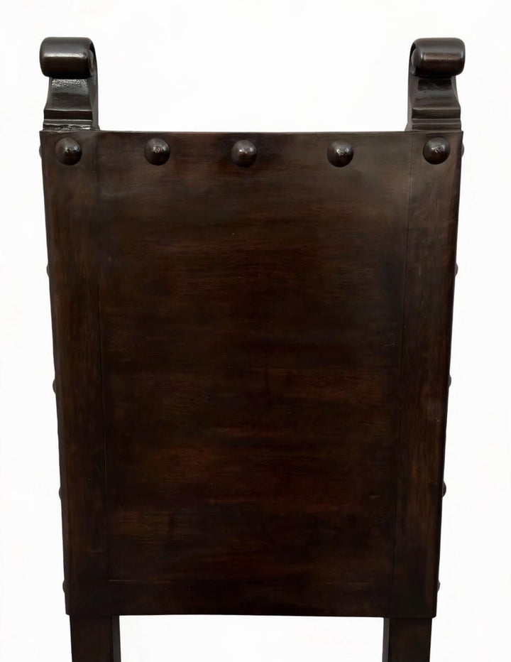 Set of 12 Monumental Spanish Colonial Revival Leather Dining Chairs