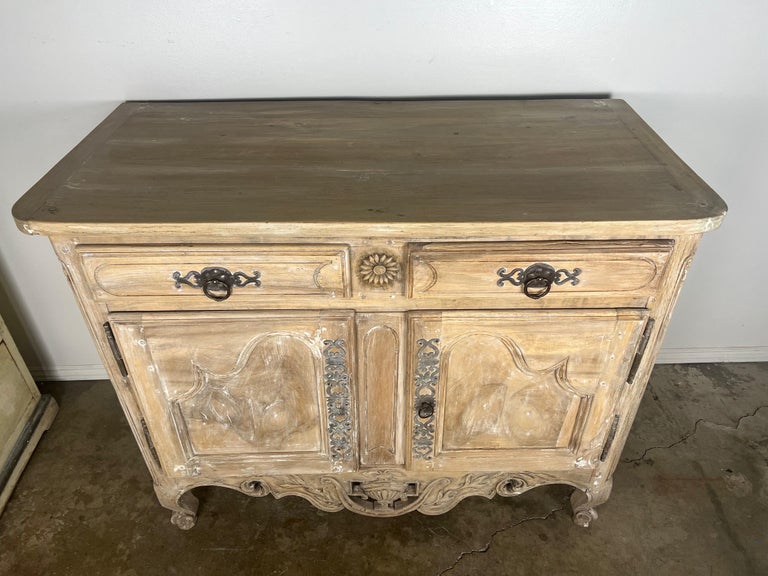 18th C. French Carved Buffet with Distressed Painted Finish