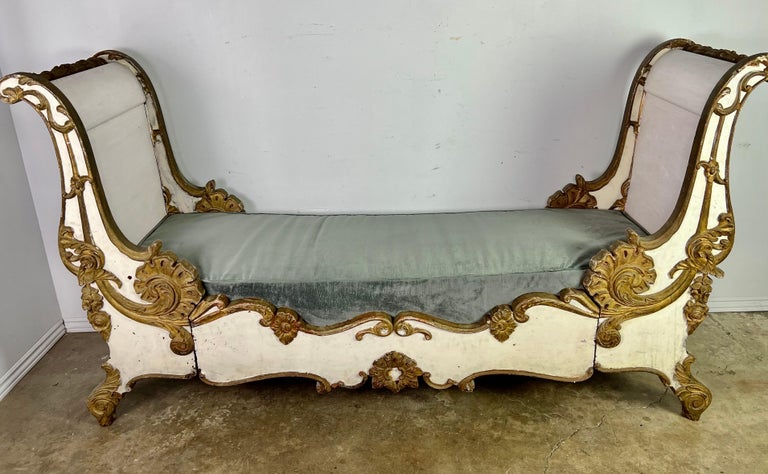 19th C. French Painted and Parcel Gilt Daybed