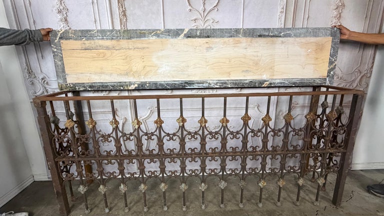 Pair of 19th Century Wrought Iron Consoles with Marble Tops