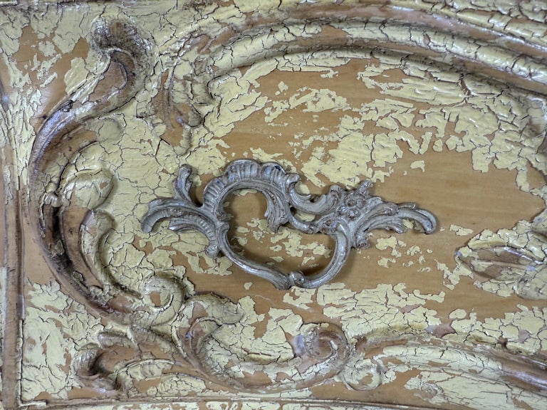 Pair of Louis XV–Style Painted Bombe Commodes with Carved Rococo Ornament