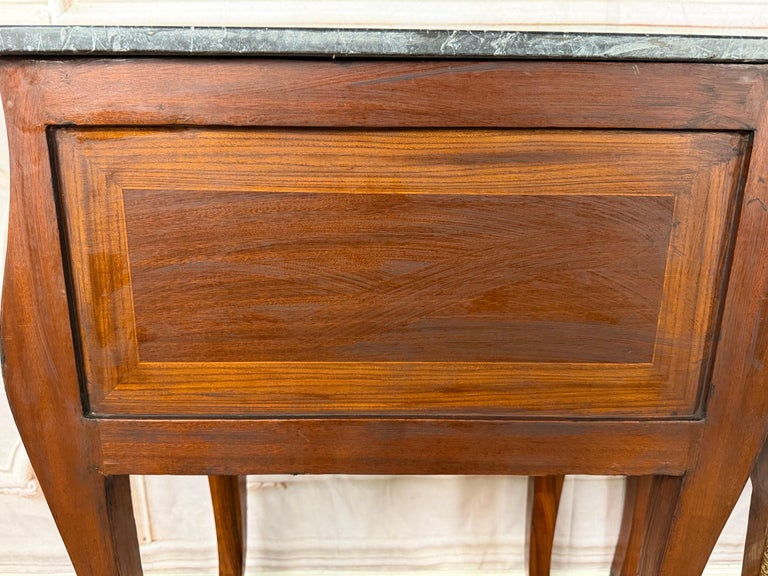 Pair of French Louis XV Style Bombe Nightstands - with Marble Tops