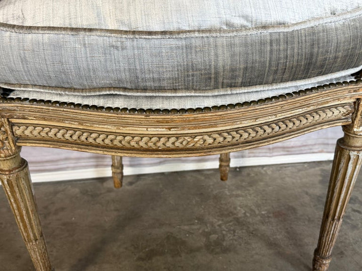 Antique French Louis XVI Style Painted Bergère Chair with Cane Back