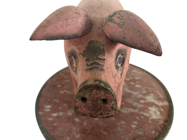 Folk Art Carved and Painted Pig