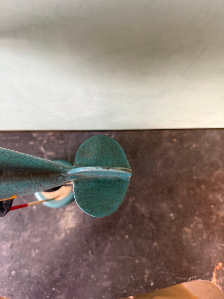 Vintage Folk Art Airplane Pilot Balancing Kinetic Sculpture