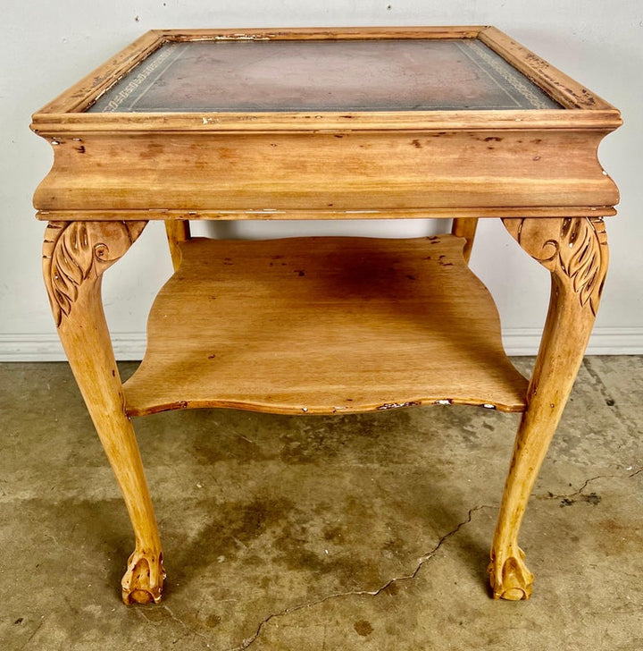 Pair of English Chippendale Style Leather Top Tables