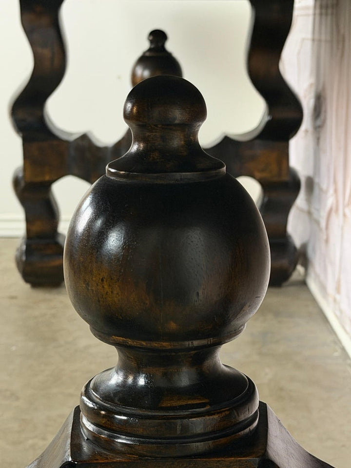 Spanish Revival Hand-Carved Walnut Console Table, Circa 1920-1940