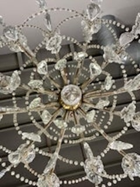 Monumental Italian Crystal Beaded Chandelier C. 1930's