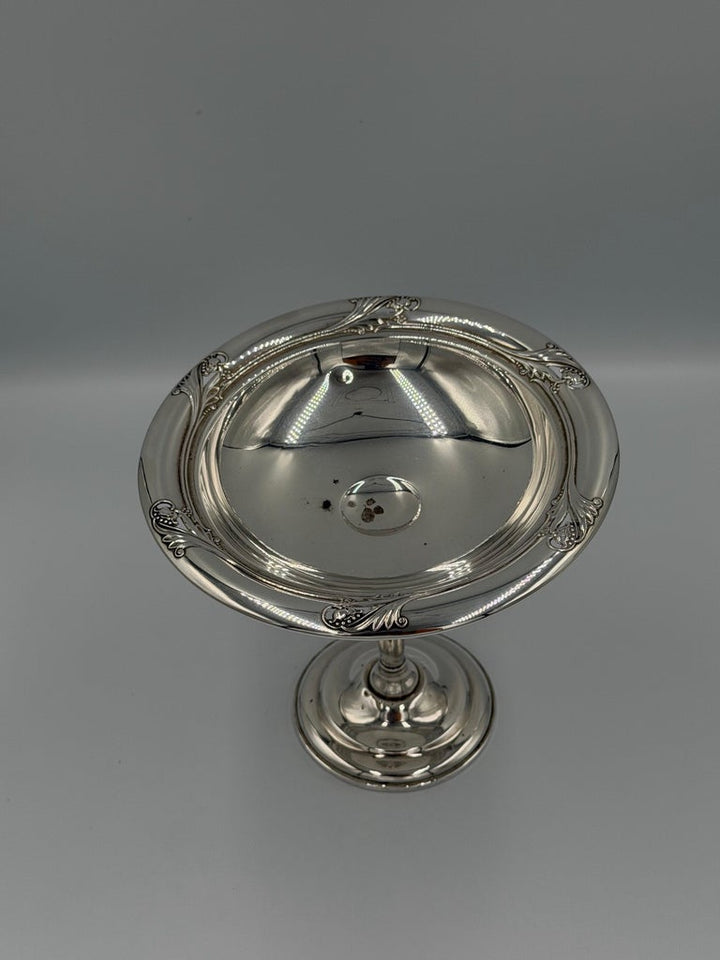 Antique Sterling Silver Pedestal Compote / Tazza with Classical Rim Detail