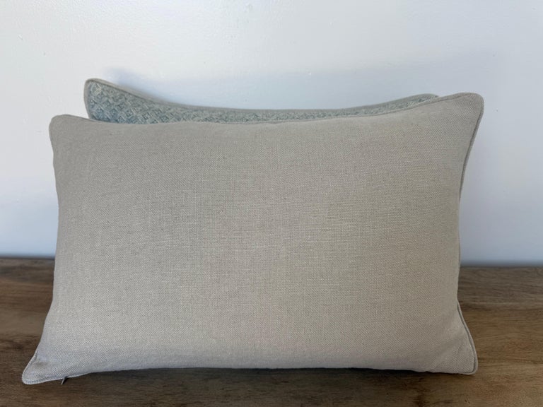 Pair of Custom Linen Pillows in Twigs Printed Fabric by Miamar Home