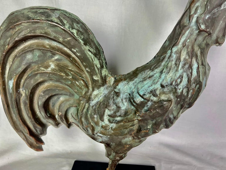 Early 20th C. Copper Rooster on Iron Base